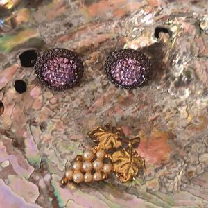 Bundle of Vintage Joan Rivers Earrings and Grape Cluster Pin